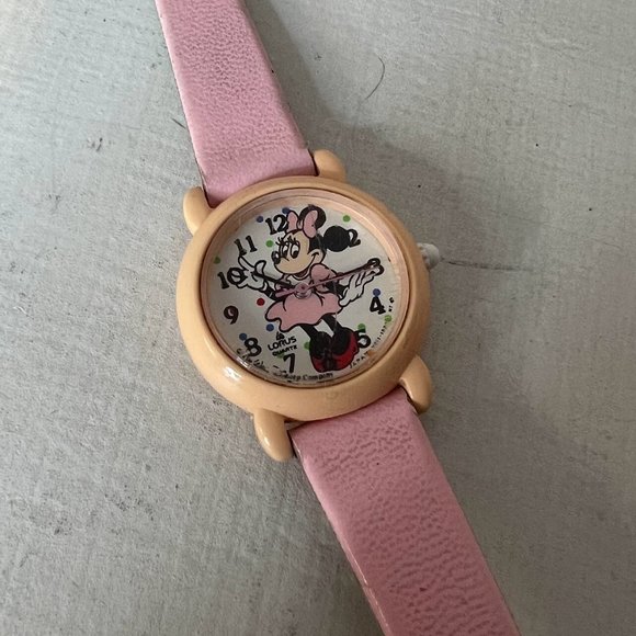 Vintage Disney Minnie Mouse Baby Pink Lorus Wrist Watch 80s 90s - Picture 1 of 7
